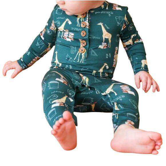 Posh Peanut Baby Stanley Long Sleeve Henley Romper Size 6-9 M - Picture 1 of 5